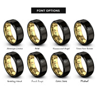 font options for inside engraving on black & gold family tree rings