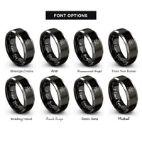 font options for inside engraving on black & silver family umbrella rings