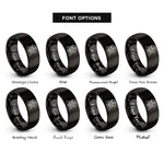 font options for inside engraving on black family umbrella rings