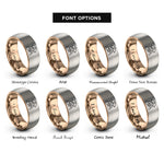 font options for inside engraving on rose gold & gray family umbrella rings