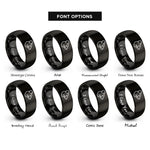 font options for inside engraving on black fancy mouse rings