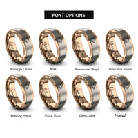 font options for inside engraving on rose gold fancy mouse rings