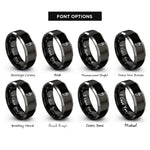 font options for inside engraving on black & silver fang talisman rings