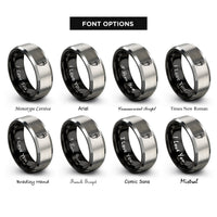 font options for inside engraving on black & silver fang talisman rings