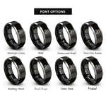font options for inside engraving on black & gray farmer pitchfork rings