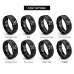 font options for inside engraving on black farmer pitchfork rings