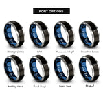 font options for inside engraving on black & blue & silver farmers carry kettlebells rings