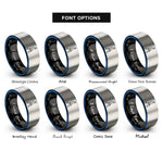 font options for inside engraving on black & blue & grey farmers carry kettlebells rings