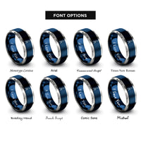 font options for inside engraving on blue & silver farmers carry kettlebells rings
