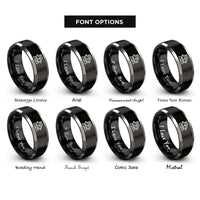 font options for inside engraving on black & grey farmhouse rings