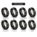font options for inside engraving on black & grey fast forward rings
