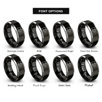 font options for inside engraving on black & grey fast forward rings