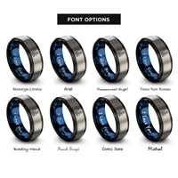 font options for inside engraving on black & blue & gray father child fishing rings