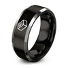 Brick – Tungsten Wedding Band, 8 mm, Black, Grey Comfort-Fit Unisex