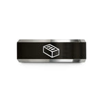 dad in family presents sold – black & silver tungsten brick wedding band