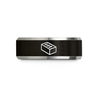 dad in family presents sold – black & silver tungsten brick wedding band
