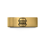 custom rings for dads – gold tungsten burger clamshell wedding band