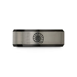 personalized presents for men – black & blue & gray tungsten nautilus shell wedding band