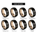 font options for inside engraving on black & rose gold father son rings