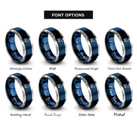 font options for inside engraving on blue & silver fawn rings
