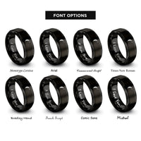 font options for inside engraving on black feather birds rings