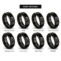 font options for inside engraving on black feather birds rings