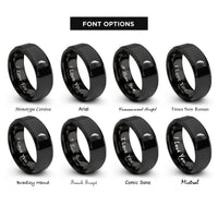 font options for inside engraving on black feather birds rings