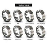 font options for inside engraving on gray feather birds rings