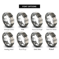 font options for inside engraving on gray feather birds rings