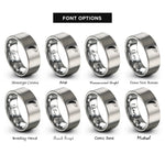 font options for inside engraving on grey feather birds rings