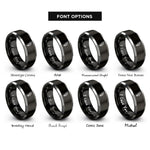 font options for inside engraving on black & silver feather rings