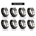 font options for inside engraving on black & silver feather rings