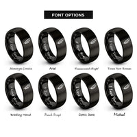 font options for inside engraving on black feather rings