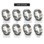 font options for inside engraving on gray feather rings
