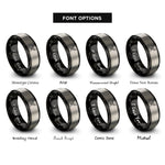 font options for inside engraving on black & grey feather pair crossing rings