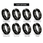 font options for inside engraving on black & grey feather pair crossing rings