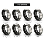 font options for inside engraving on black & silver feather pair crossing rings