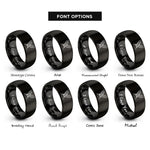 font options for inside engraving on black feather pair crossing rings