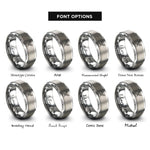 font options for inside engraving on grey feather pair crossing rings