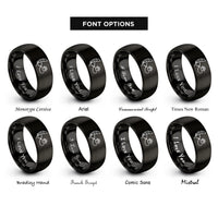 font options for inside engraving on black feather paw infinity rings