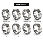 font options for inside engraving on grey feather paw infinity rings