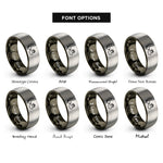 font options for inside engraving on gunmetal & silver feather paw infinity rings