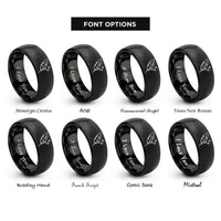 font options for inside engraving on black feather stick sparks rings