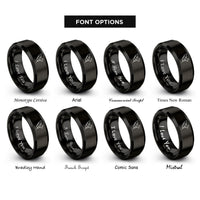 font options for inside engraving on black feather stick sparks rings