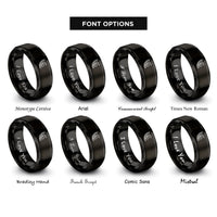 font options for inside engraving on black feathered wing rings