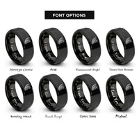 font options for inside engraving on black feathered wing rings