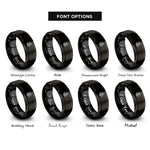 font options for inside engraving on black february violet rings