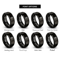 font options for inside engraving on black february violet rings