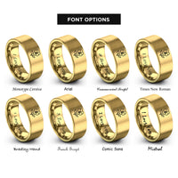 font options for inside engraving on gold february violet rings