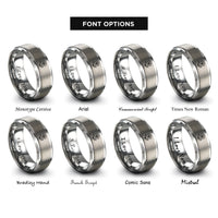 font options for inside engraving on grey february violet rings